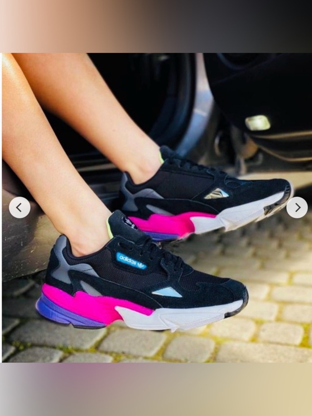 Adidas Falcon Sneakers - Kylie Jenner Black, Purple, Fuschia and White Sneakers